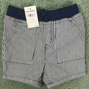 Hanna Andersson Navy and White Railroad Engineer Striped Shorts